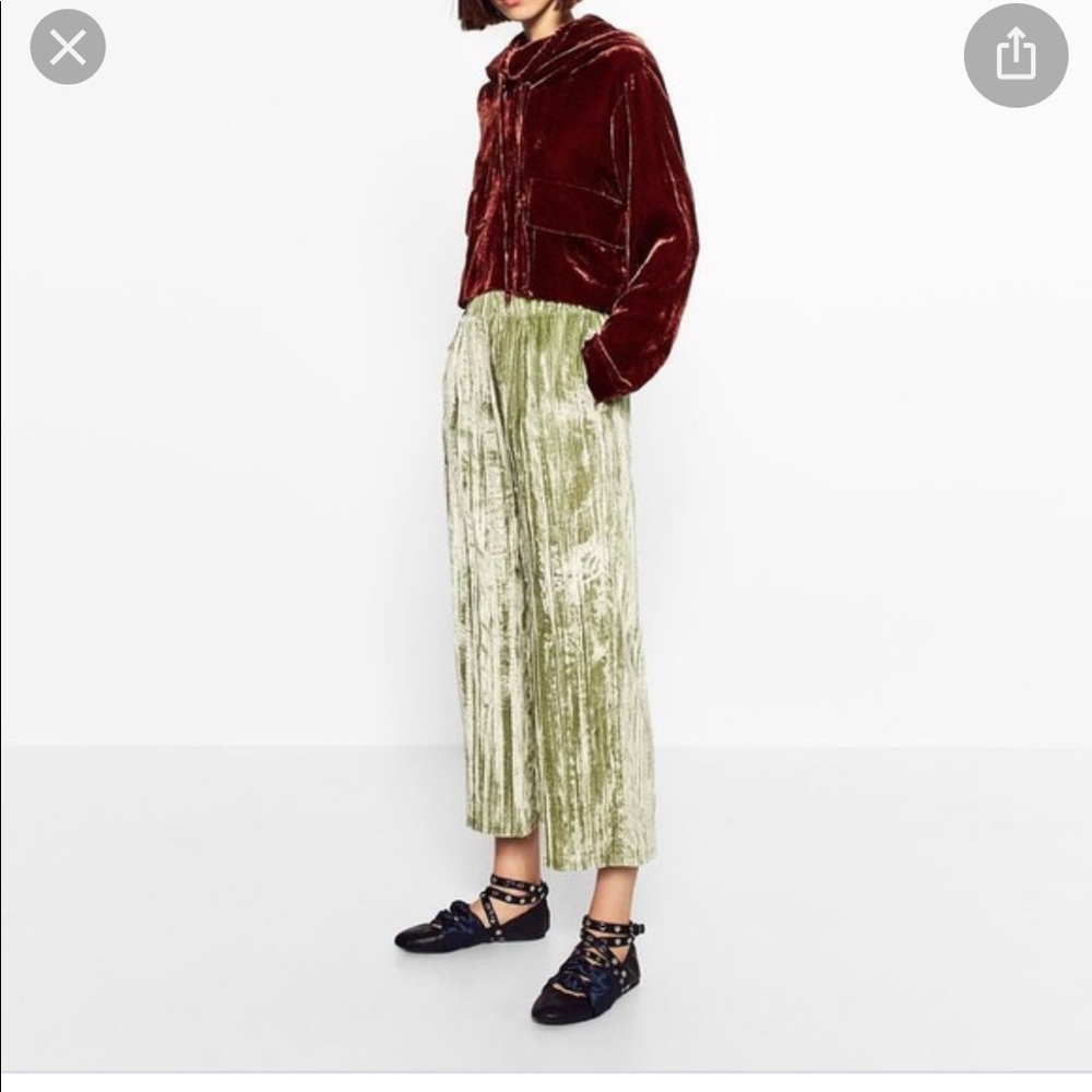 Zara trafaluc collection wide leg cropped pants S